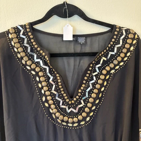 Raviya | Black Beaded Swim Coverup | Size Small - Picture 5 of 15